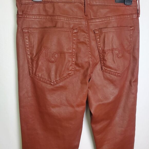 AG Adriano Goldschmied Farrah Skinny High-Rise Coated Red Pants Size 28 - Picture 8 of 9